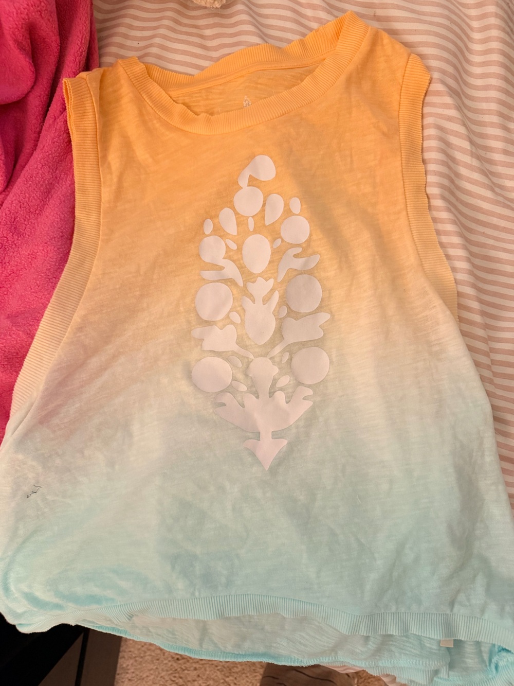 Free People Pastel Ombre Floral Graphic Tank Top